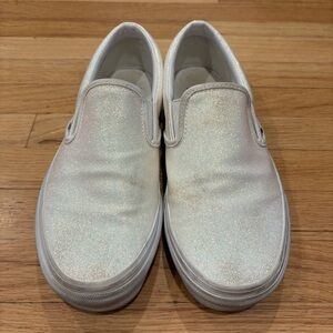 White Sparkly Vans - Size 9 Women’s